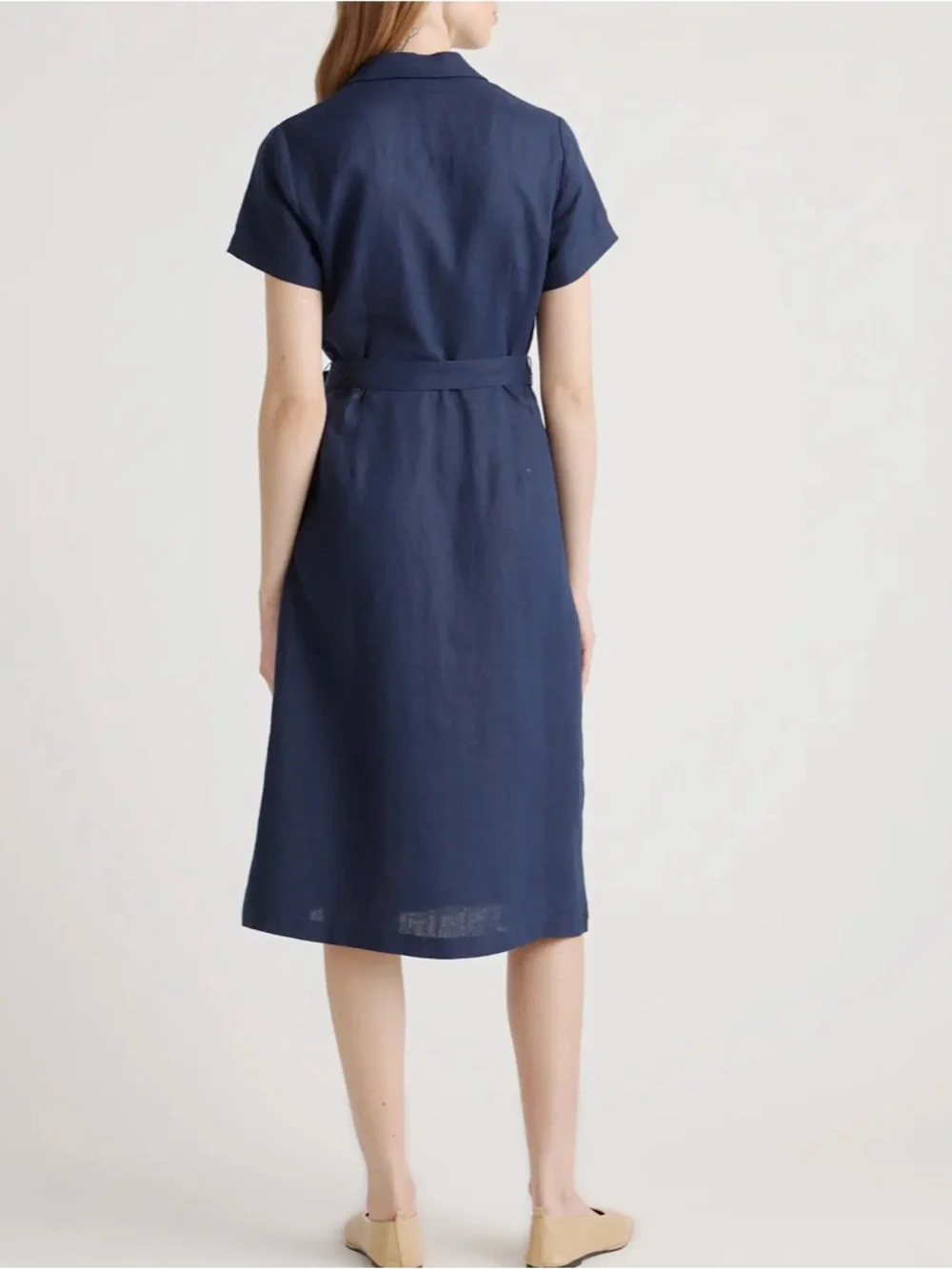 Quince 100% European Linen Button Front Dress in Deep Navy Size: M - Picture 2 of 8